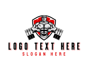 Fitness - Muscular Weight Lifting logo design