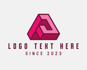 Isometric - Pink Geometric Letter A logo design