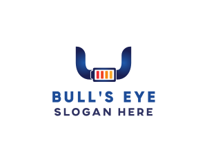 Blue Bull Horns Battery logo design