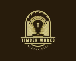 Pine Tree Carpentry Woodworking logo design