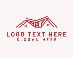 Roofing - Red Town House Roof logo design