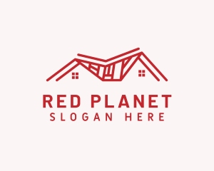 Red Town House Roof logo design