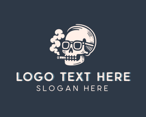 Cigar - Skull Cigarette Smoke logo design