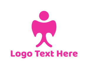 Person - Pink Angel Wings logo design