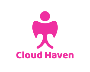 Heaven - Pink Angel Wings logo design