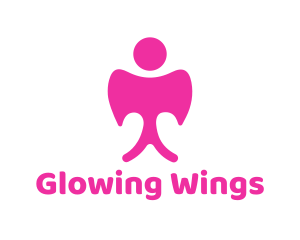 Pink Angel Wings logo design