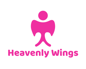 Angel - Pink Angel Wings logo design