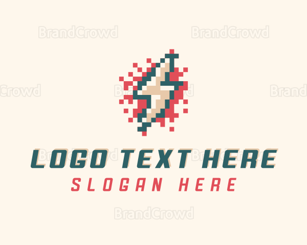 Thunder Lightning Pixel Logo