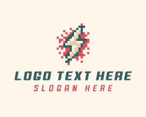 Pixel - Thunder Lightning Pixel logo design