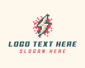 Gaming - Thunder Lightning Pixel logo design