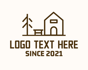 Campsite - Minimalist Wooden Cabin logo design