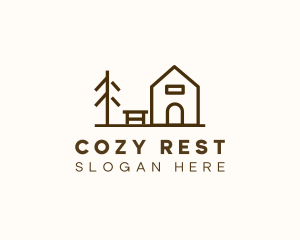 Minimalist Wooden Cabin logo design