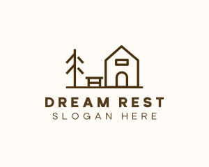 Minimalist Wooden Cabin logo design