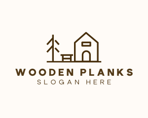 Minimalist Wooden Cabin logo design