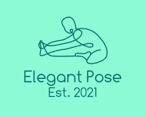 Pose - Yoga Stretch Monoline logo design