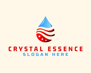 Mineral - American Flag Water Droplet logo design