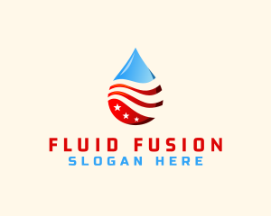 American Flag Water Droplet logo design