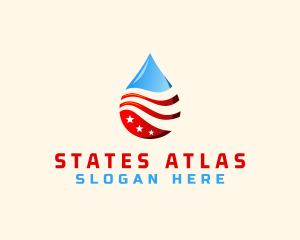 American Flag Water Droplet logo design