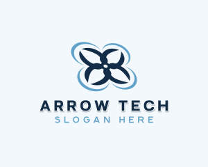 Quadcopter Drone Tech logo design