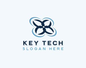 Quadcopter Drone Tech logo design