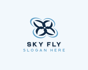 Quadcopter Drone Tech logo design