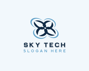 Quadcopter Drone Tech logo design