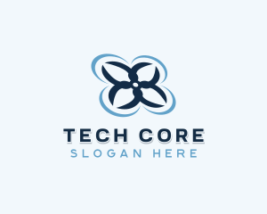 Quadcopter Drone Tech logo design