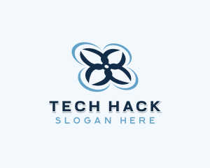 Quadcopter Drone Tech logo design