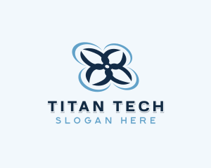 Quadcopter Drone Tech logo design