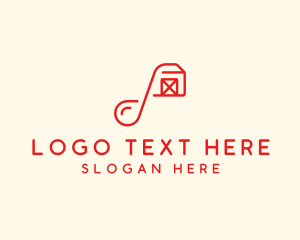 Quarter Note - Red Music Note House logo design