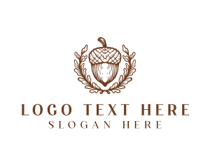 Handdrawn - Acorn Nut Leaf logo design