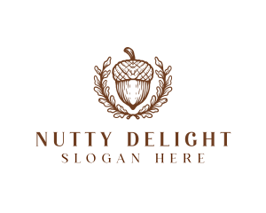 Hazelnut - Acorn Nut Leaf logo design