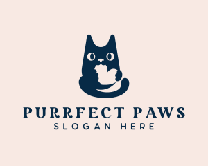 Cute Cat Pet logo design