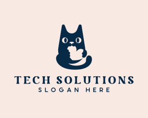 Cat - Cute Cat Heart logo design