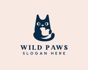 Cute Cat Heart logo design