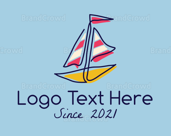 Colorful Sailboat Drawing Logo