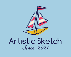 Drawing - Colorful Sailboat Drawing logo design