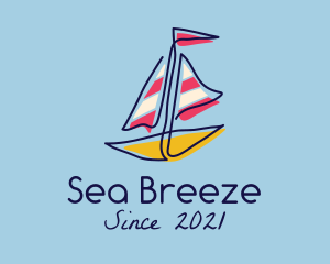 Sailboat - Colorful Sailboat Drawing logo design