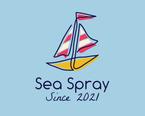 Colorful Sailboat Drawing logo design