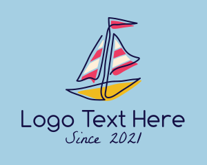 Sailboat - Colorful Sailboat Drawing logo design