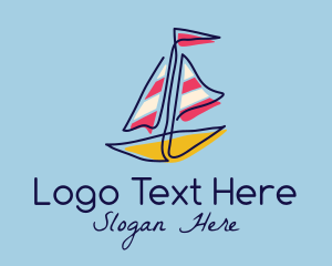 Colorful Sailboat Drawing Logo