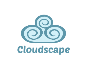 Teal Cloud Swirls logo design