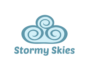 Teal Cloud Swirls logo design