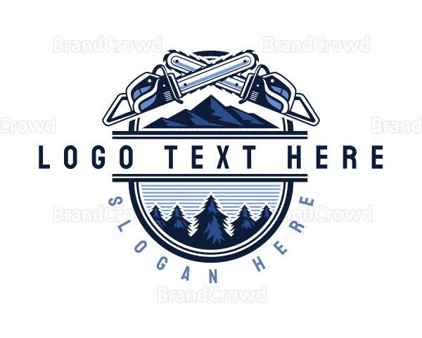 Industrial Chain Saw Logging Logo