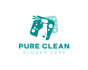 Spray Bottle Cleaning Sanitation logo design