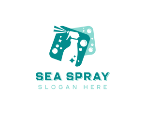 Spray Bottle Cleaning Sanitation logo design