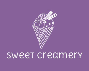 Creamery - Ice Cream Cone logo design