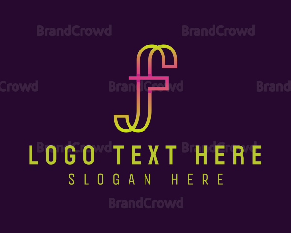 Neon Gradient Letter F Logo