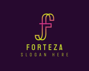 Neon Gradient Letter F logo design