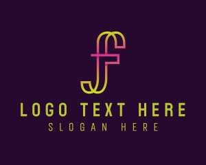 Marketing - Neon Gradient Letter F logo design